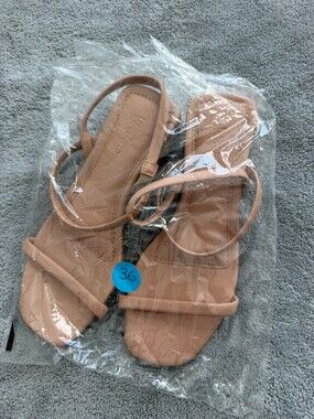 Nude Strappy Sandals Size 36 Square Toe